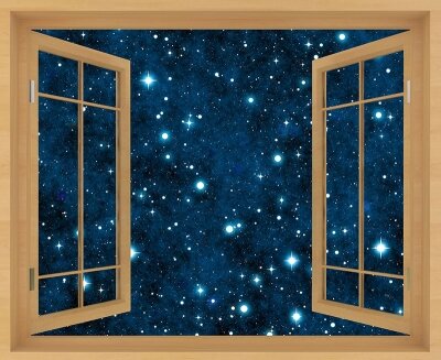Фотообои с окном Звезды на небе